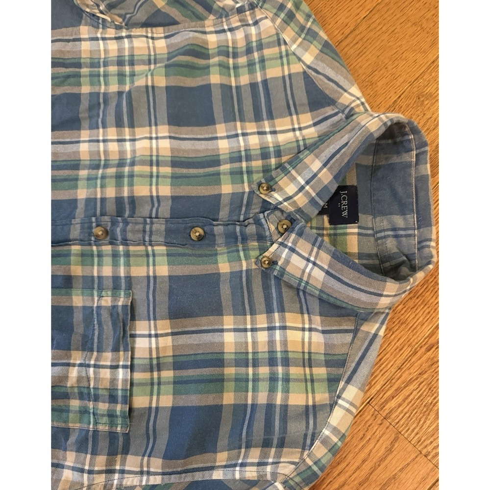 J.Crew Shirt Mens Medium Blue Plaid Flannel Long Sleeve Button Up Casual